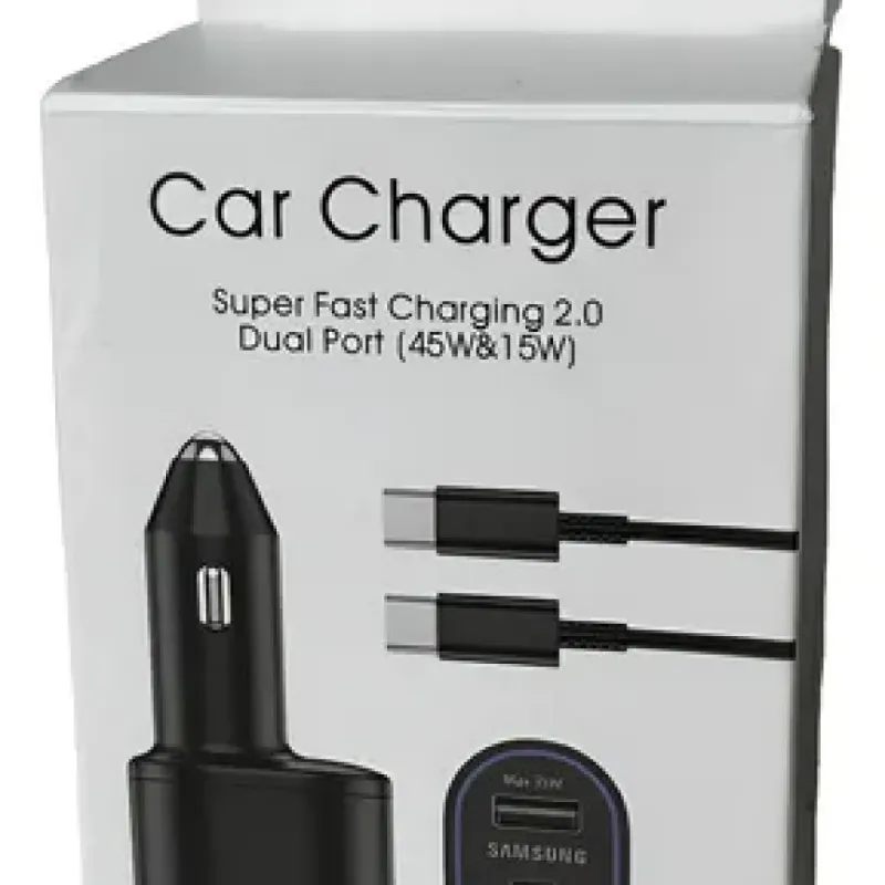 ADAPTADOR CARRO SAMSUNG 2 PUERTOS USB/TIPO C 15W/45W